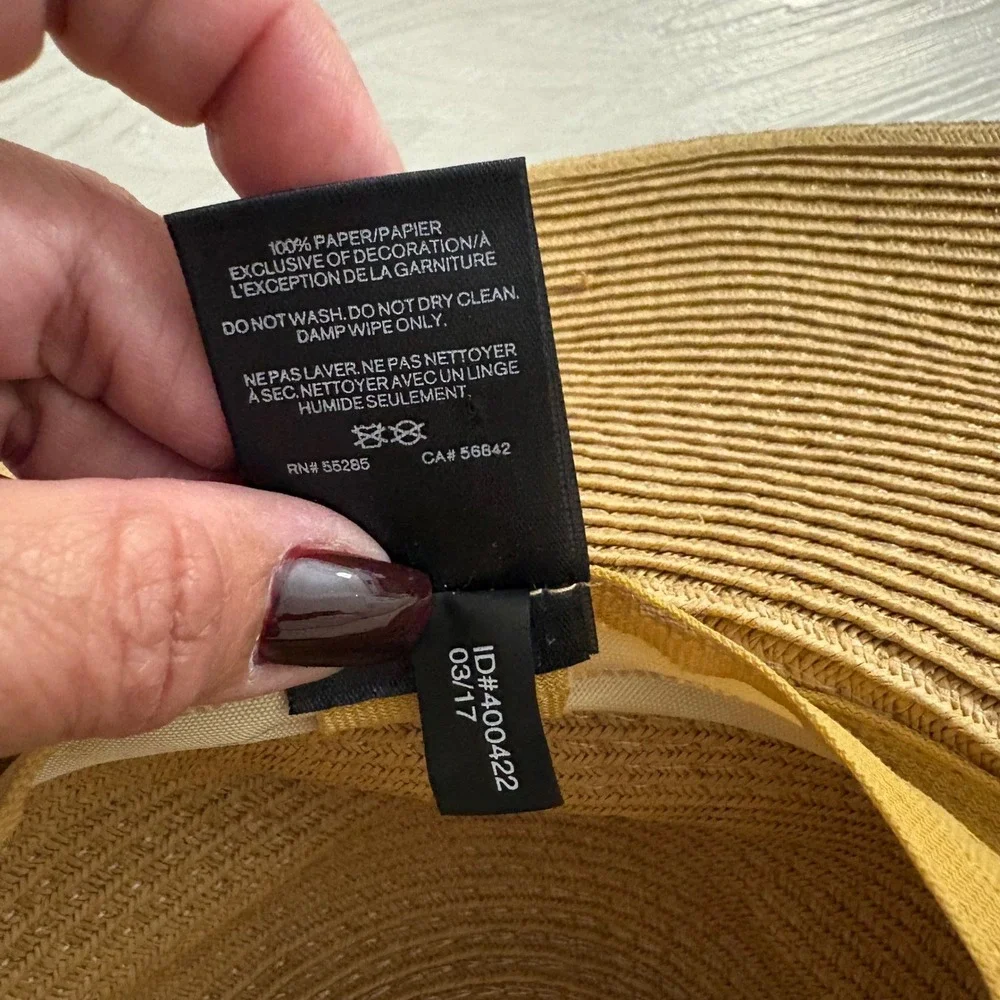 Express Hat Women Tan Oversized Floppy Straw Sun Hat Wide Brim Beach Vacation OS